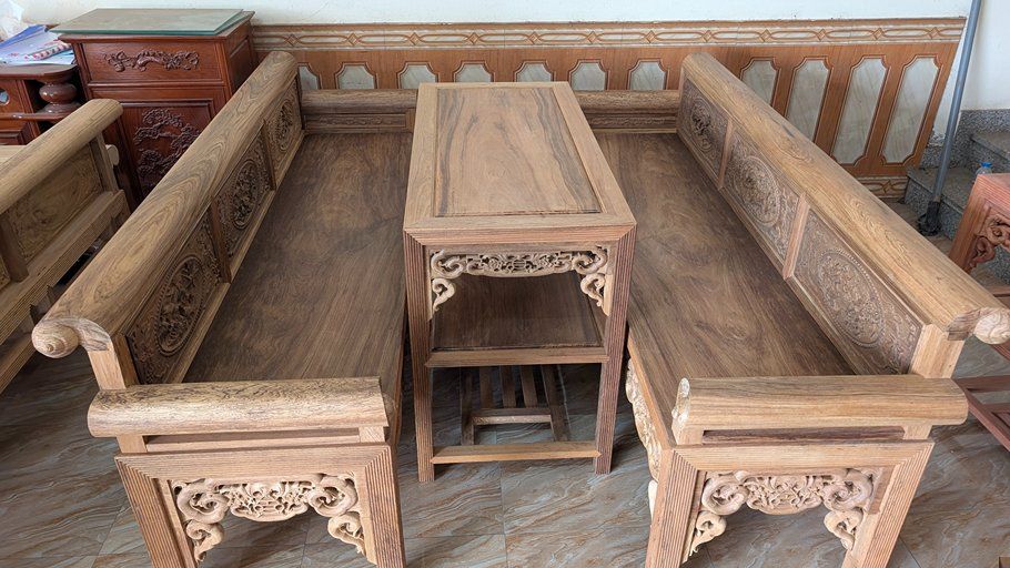 Trường Kỷ Gỗ Gụ Lào 2m02: Đẳng Cấp "Chất Nặng" – Kết Tinh Từ Phôi Gỗ 3 Năm - Đồ Gỗ Trọng Hiếu