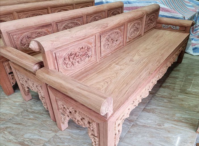 Bộ trường kỷ gỗ hương đá truyền thống - Đồ Gỗ Trọng Hiếu