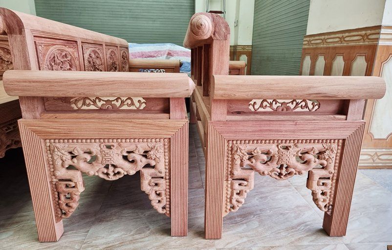 Bộ trường kỷ gỗ hương đá truyền thống - Đồ Gỗ Trọng Hiếu