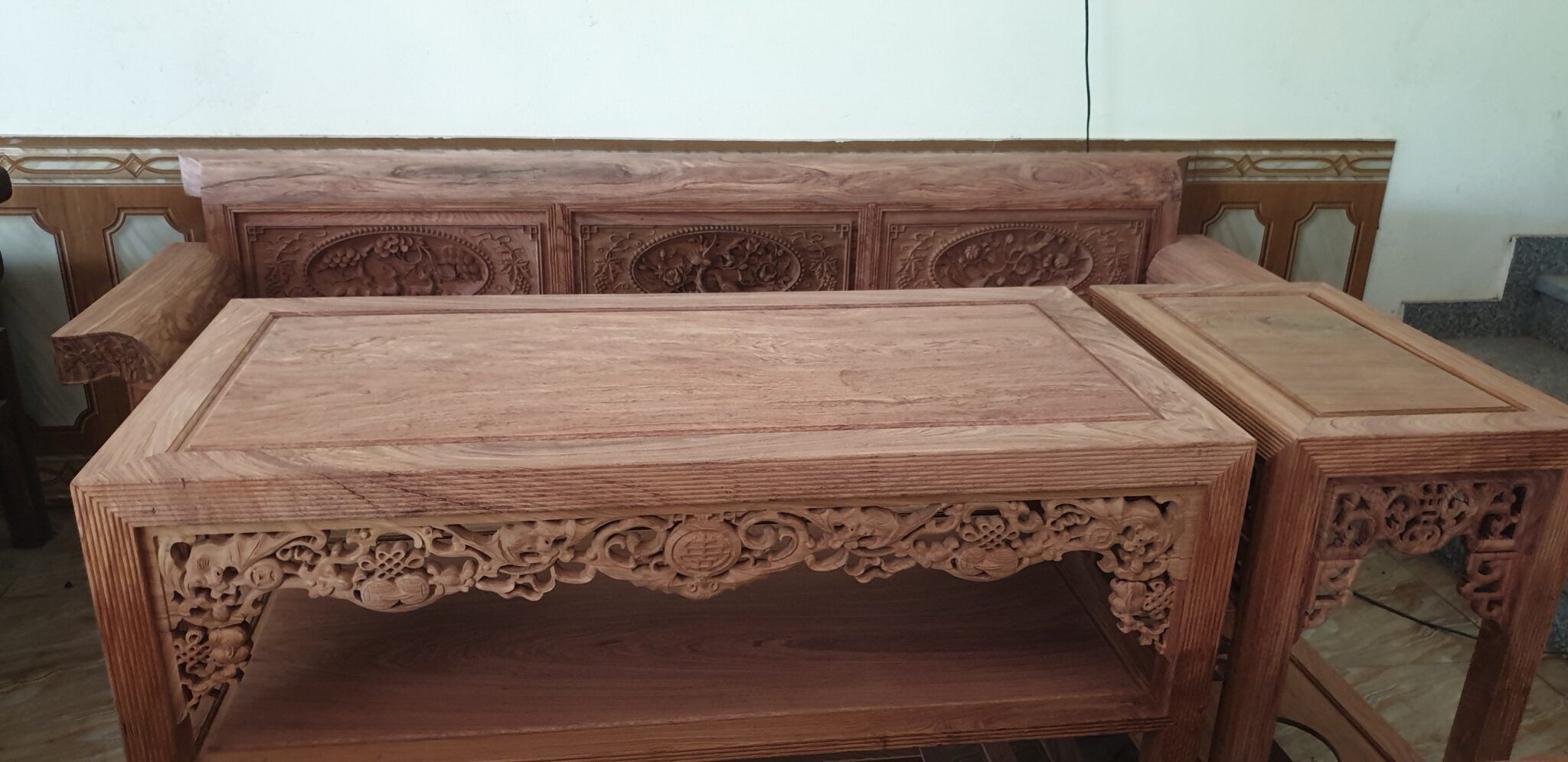 Trường Kỷ Gỗ Hương Đá Vân Thửa - Đồ Gỗ Trọng Hiếu