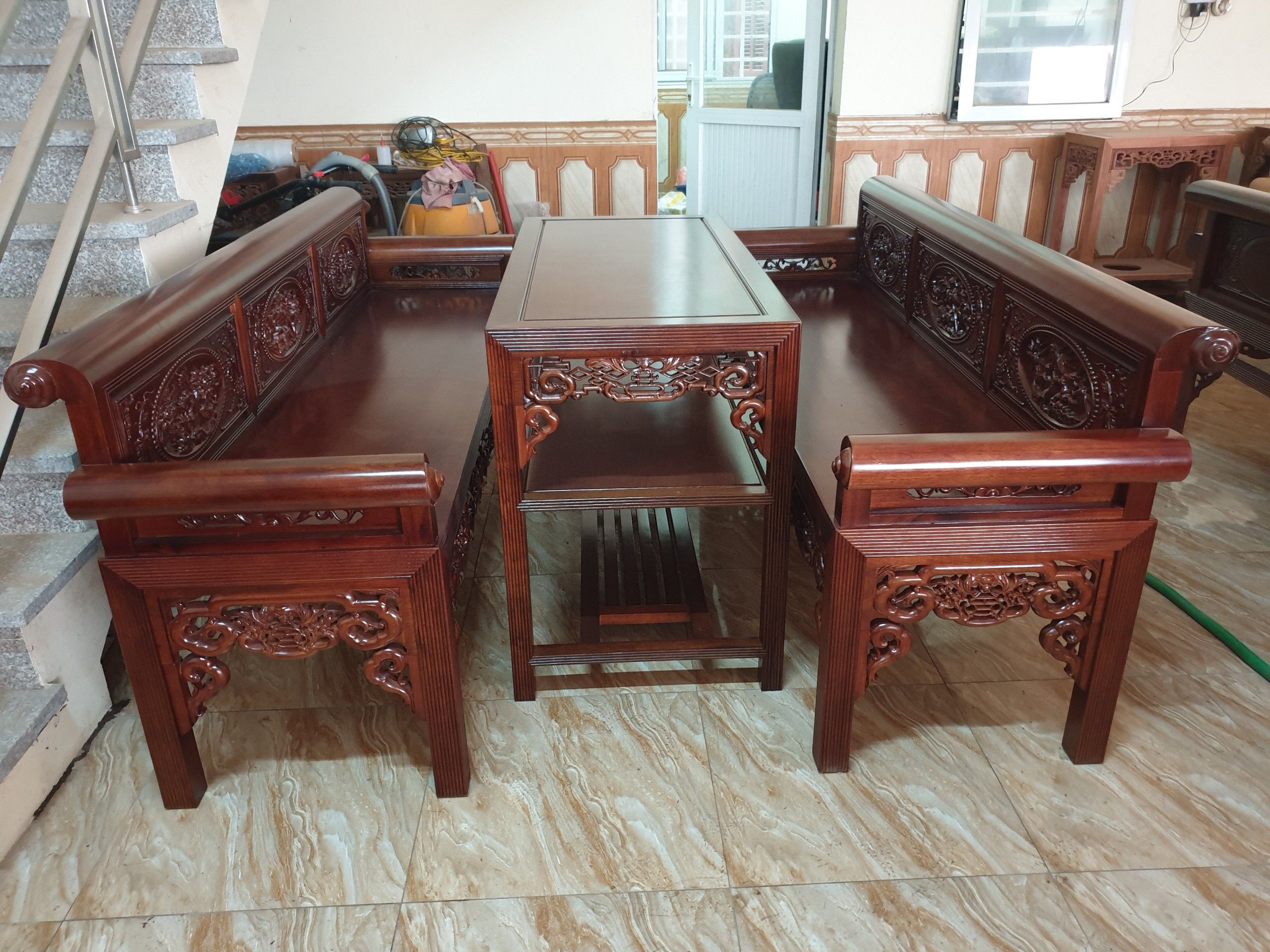 Trường Kỷ Gỗ Gụ Lào 1m97 - Đồ Gỗ Trọng Hiếu